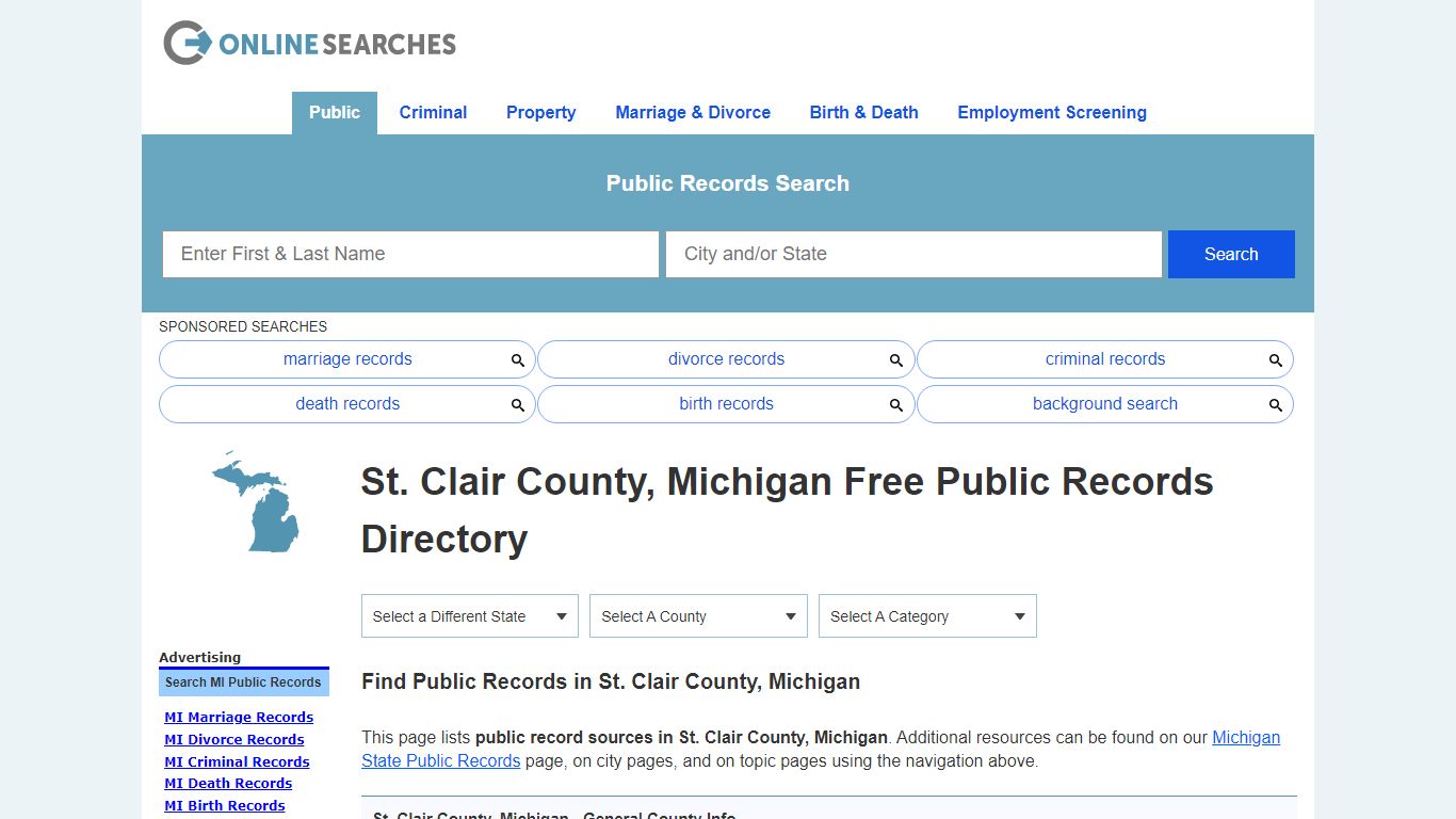 St. Clair County, Michigan Public Records Directory