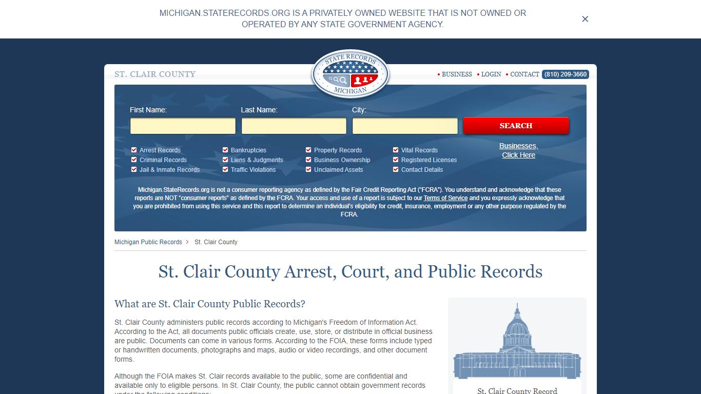 St. Clair County Arrest, Court, and Public Records